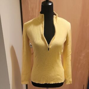 Boston Proper Yellow Ribbed Sweater
